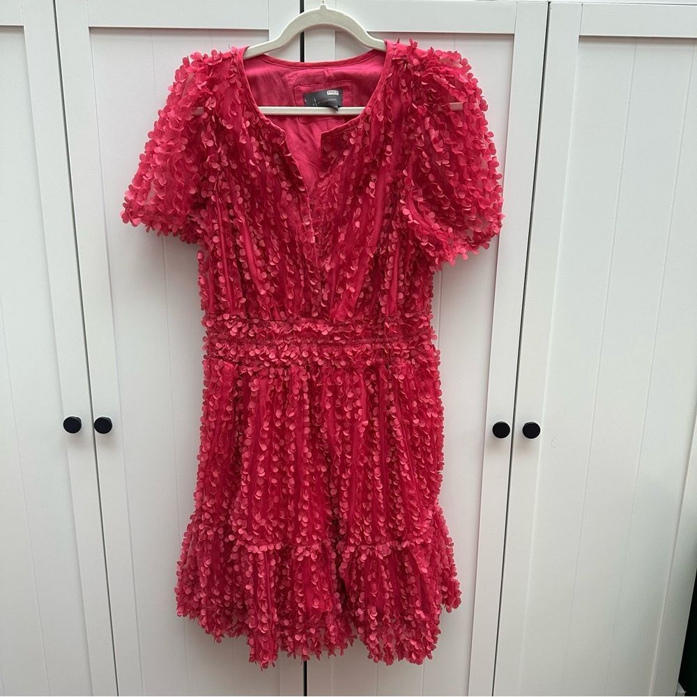 Anthropologie The Somerset Mini Dress Floral Appliqué Edition Pink size L - Picture 4 of 8